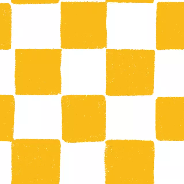 Kissen Handgemaltes Karo Gelb