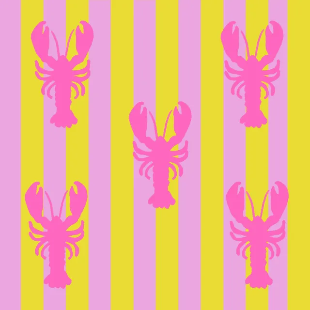 Kissen Hummer Streifen Pink Gelb