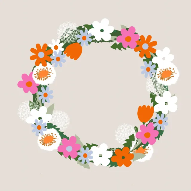 Kissen Wildblumenkranz Beige