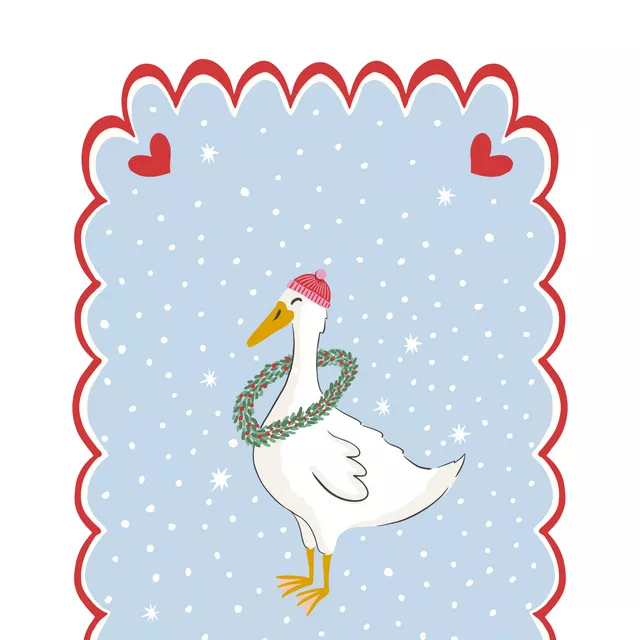 Geschirrtuch Gans mit Weihnachtskranz