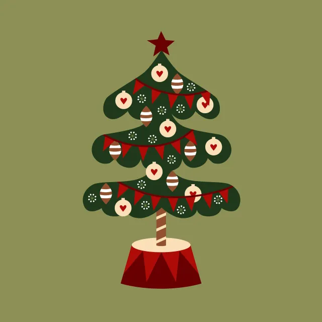 Kissen Weihnachtsbaum mit Wimpel grün