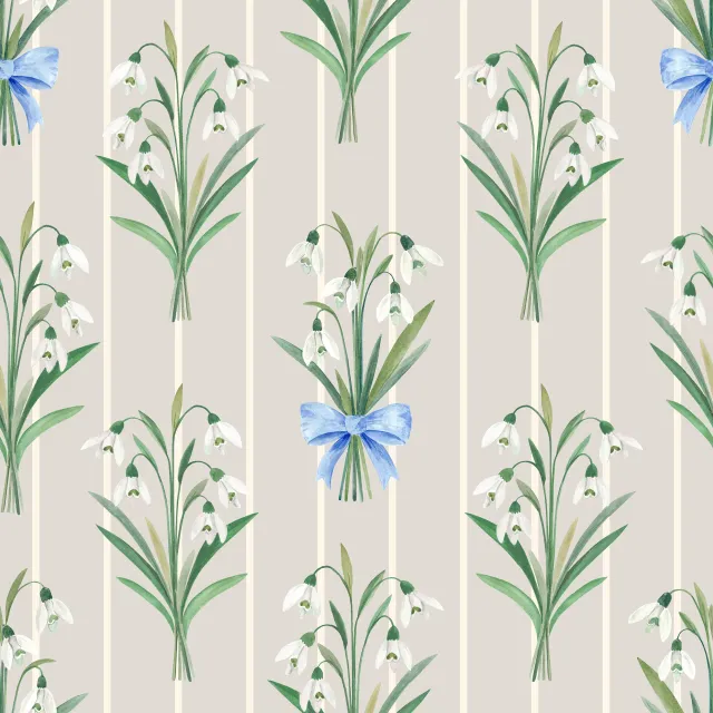 Bankauflage Schneeglöckchen grau beige