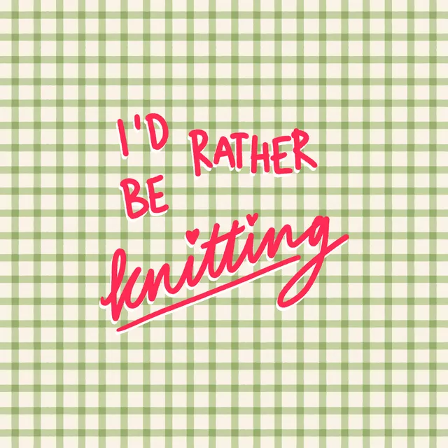 Kissen I'd rather be knitting grün