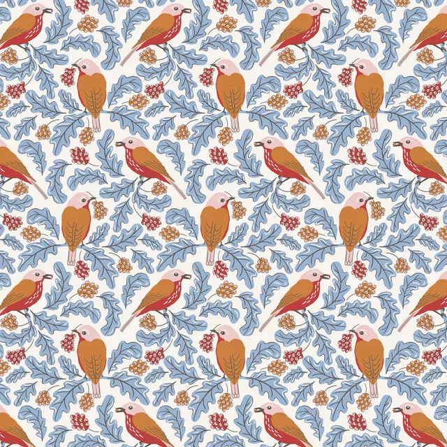 Tischdecke Herbstbeeren und Vögel