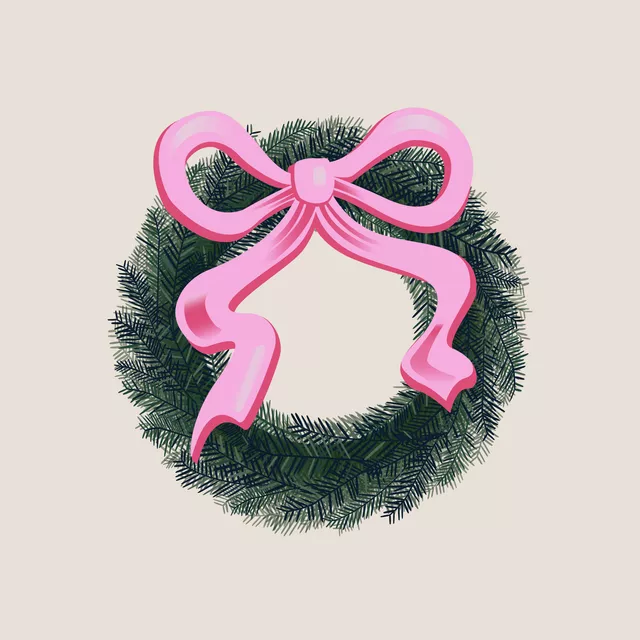 Kissen Pink Christmas Wreath