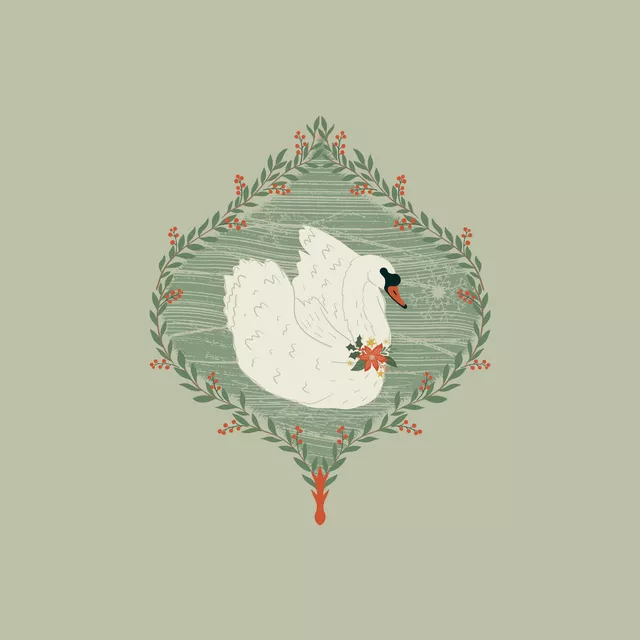 Kissen Weihnachtskranz Schwan Grün