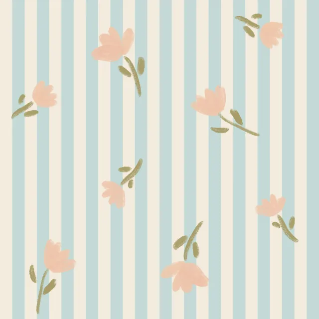 Raffrollo Landliebe Tulpen und Streifen