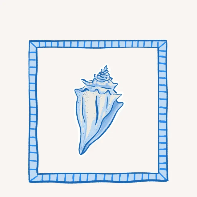 Kissen Muschel Rahmen blau