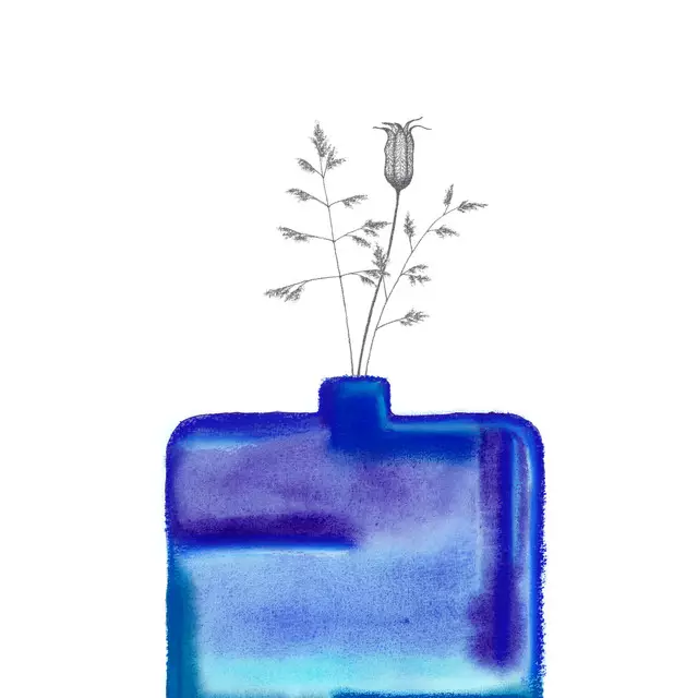 Kissen Vase blau