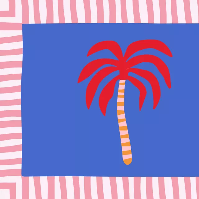 Tischset Palmera en marco rosado