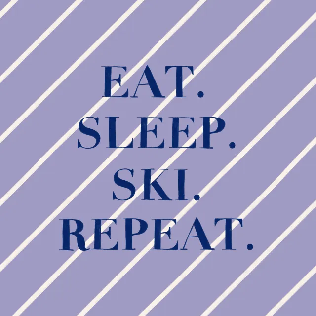 Kissen Eat Sleep Ski Repeat Lila