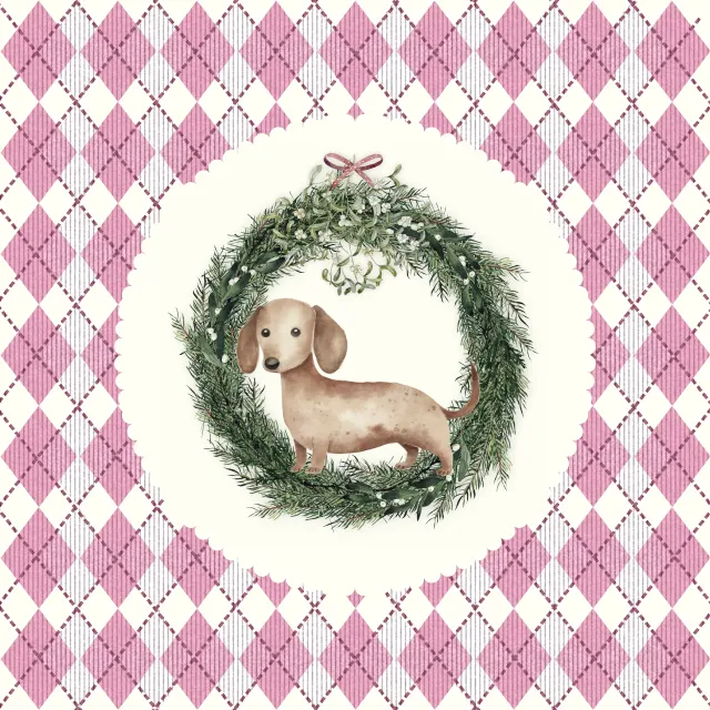 Servietten Weihnachtsdackel Raute