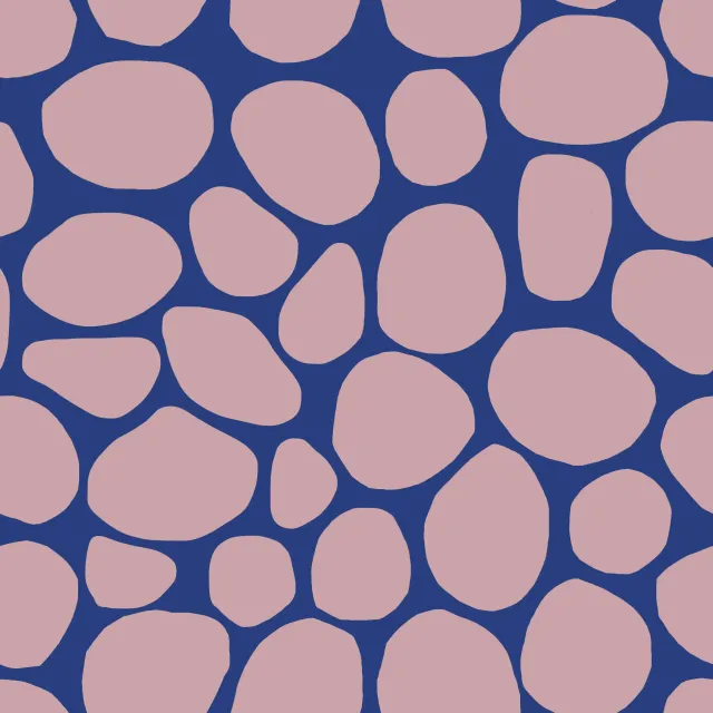 Dekovorhang Frühling Steine blau rosa