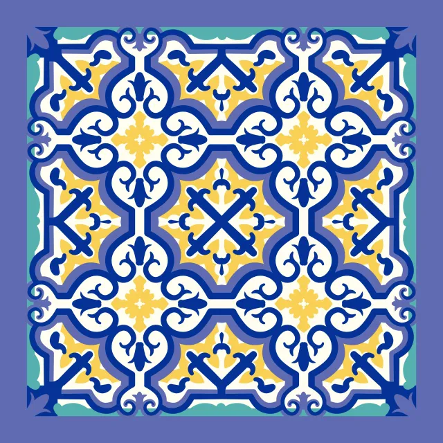 Kissen Azujelo Vibes Muster blau gelb