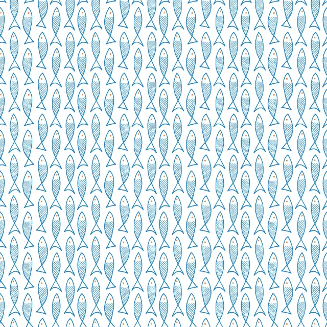 Raffrollo Fische blau Muster