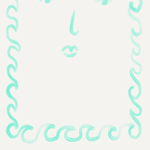 Geschirrtücher Gesicht Wellenrand Türkis