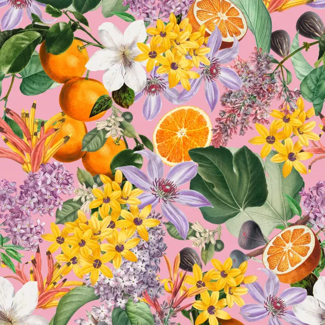 Tischläufer Orangen im Blütenmeer pink