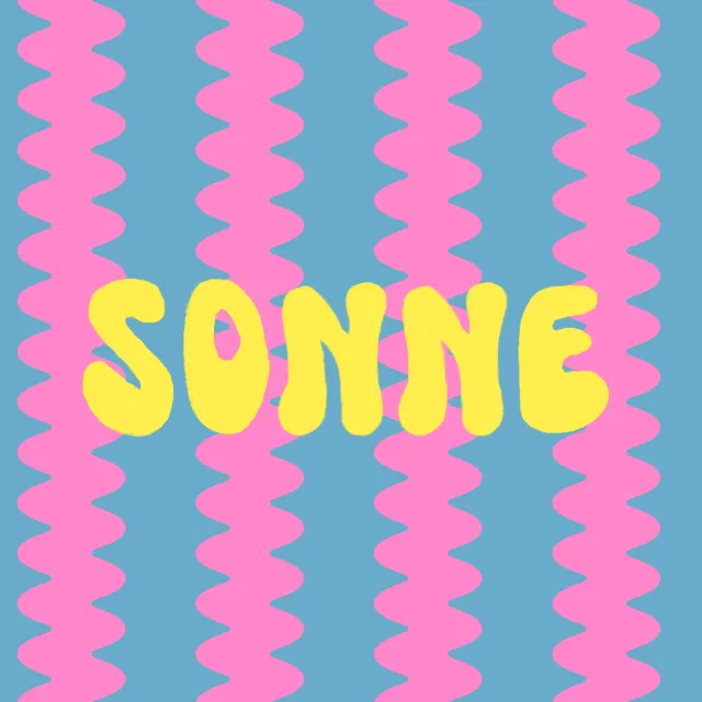 Kissen Sonne Wellenstreifen Pink Blau