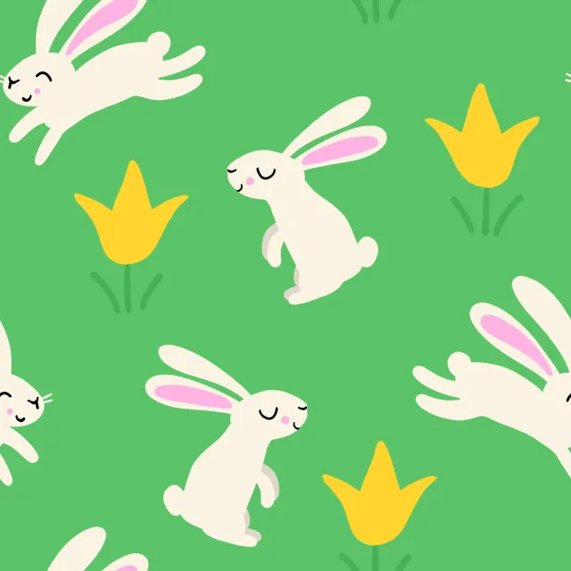 Kissen Hase mit Tulpe Muster gruen