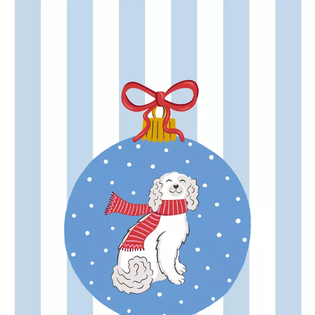 Geschirrtuch Weihnachtskugel mit Hund