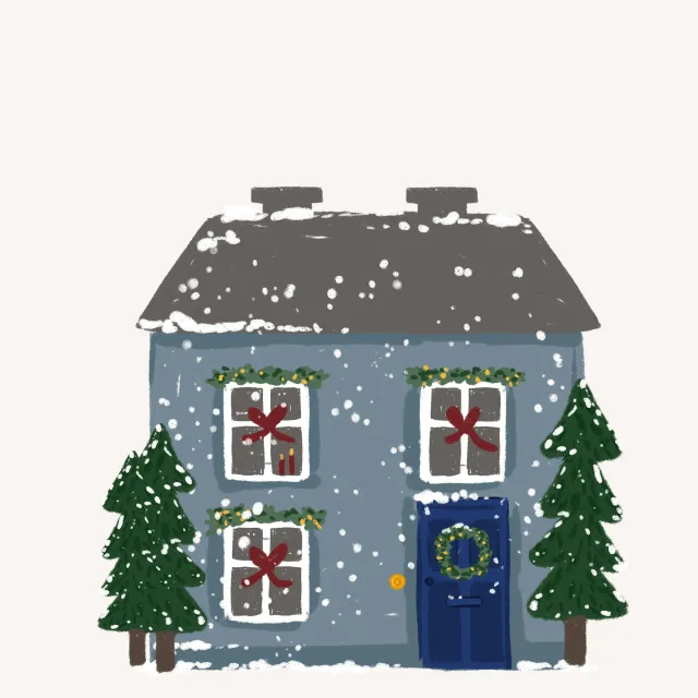 Kissen Häuschen blau