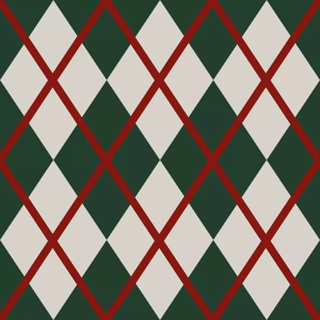 Kissen Argyle Muster dunkel grün rot