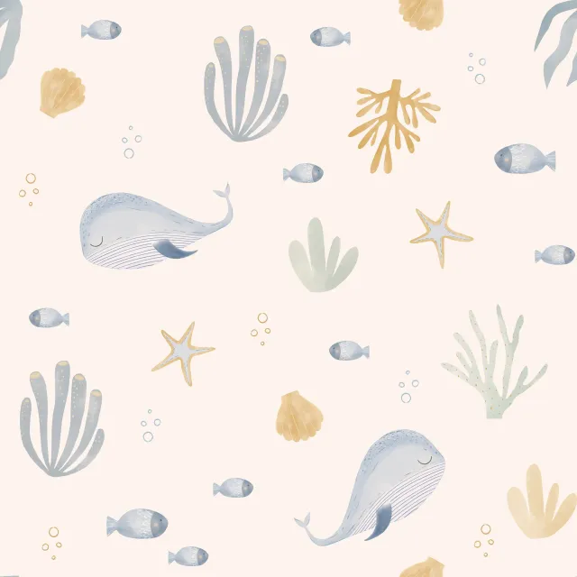 Dekovorhang Meerestiere Aquarellmuster