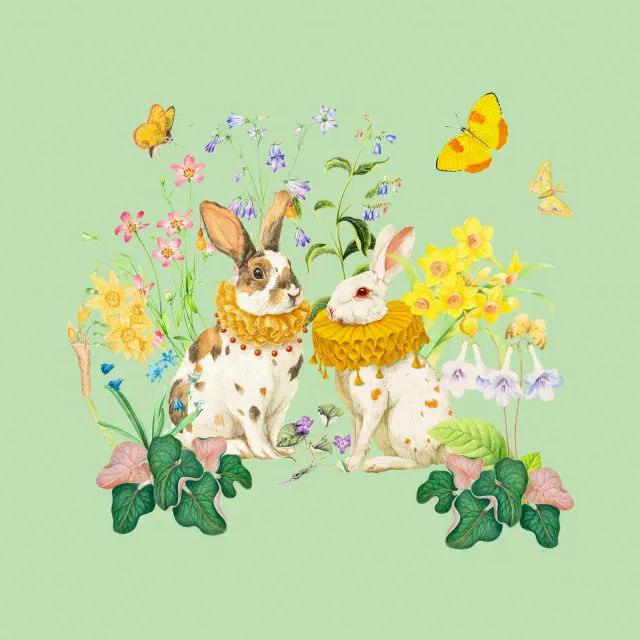 Servietten Osterhasen im Frühling 1-1