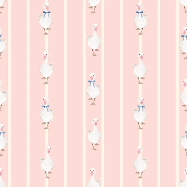 Bettwäsche Gans gestreift rosa