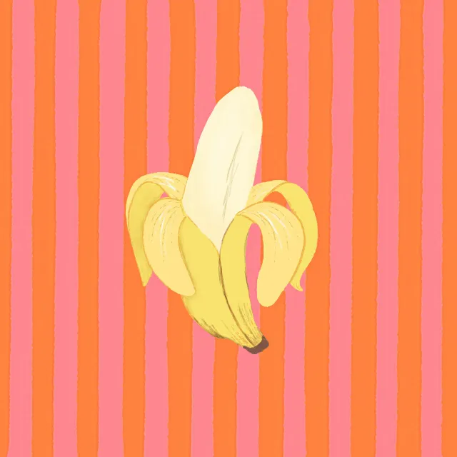 Kissen Banane orange rosa gestreift