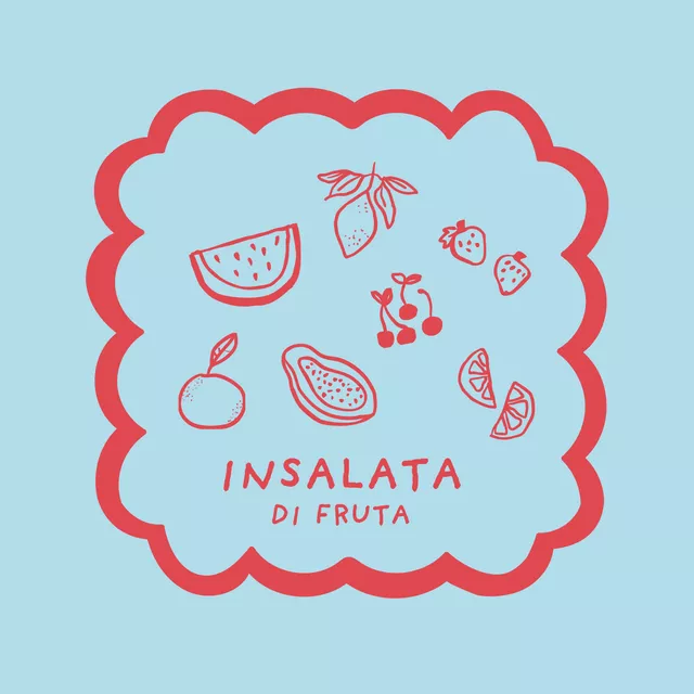 Kissen Obstsalat Blau