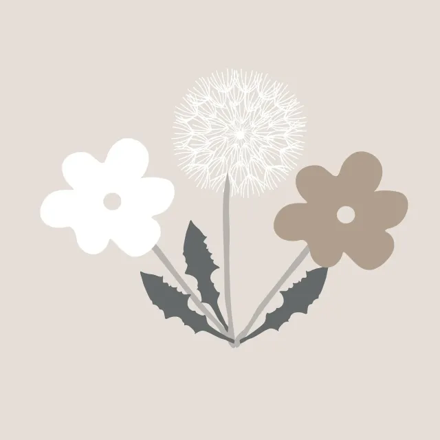 Kissen Drei Wildblumen Auf Beige