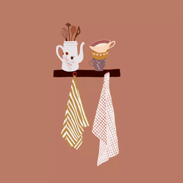 Kissen Küchenszene Kupfer