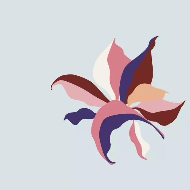 Kissen Bläter auf Blau