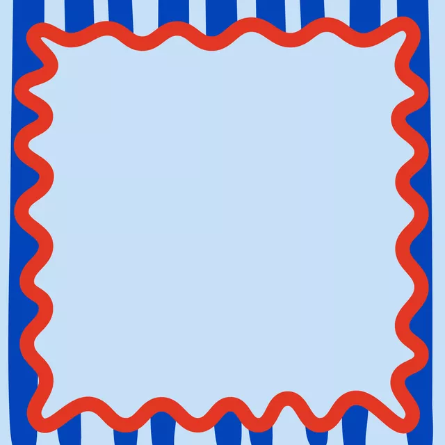 Kissen Wellenrand Blau Rot