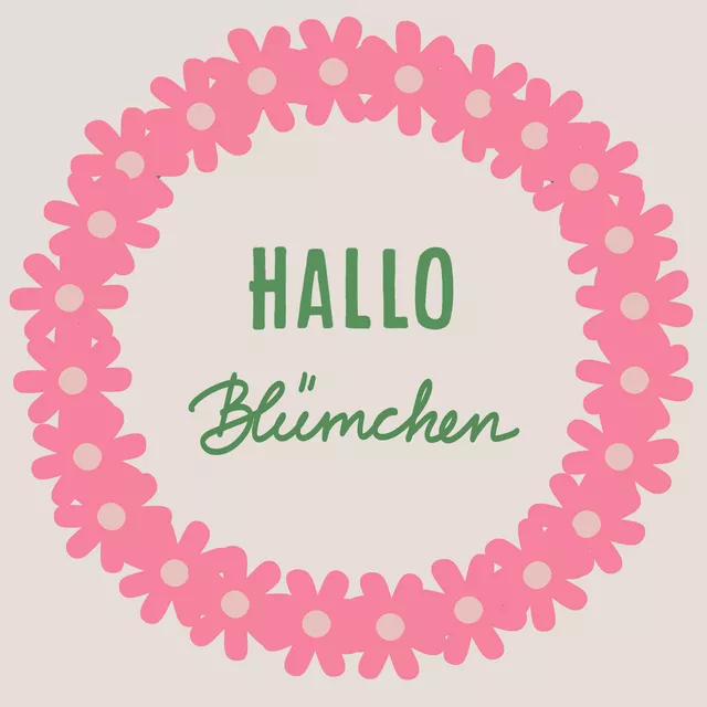 Kissen Hallo Blümchen Kranz Pink