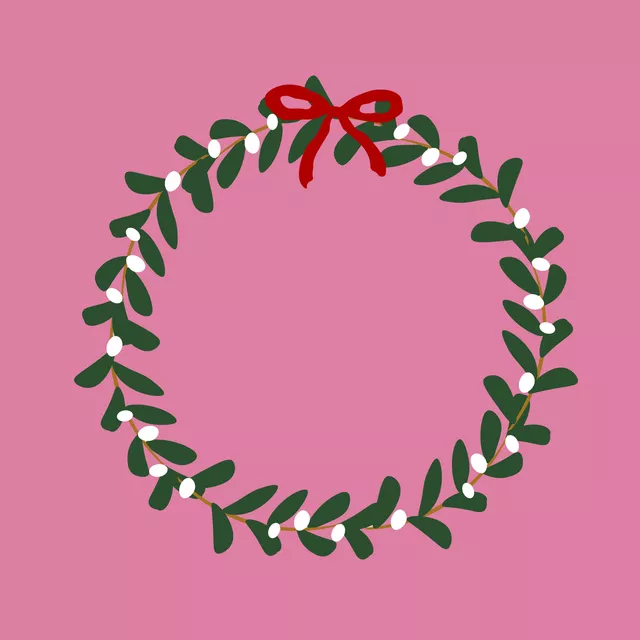 Kissen Mistelzweig Kranz Pink