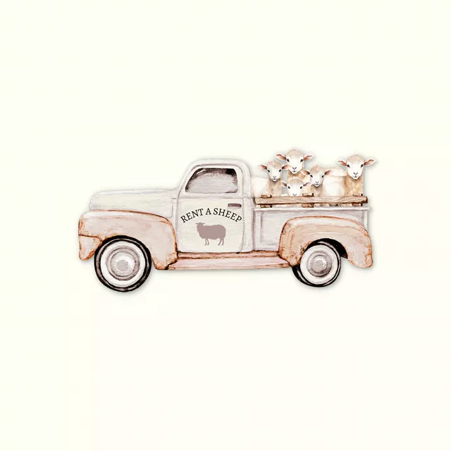 Kissen Vintage Truck mit Schafen