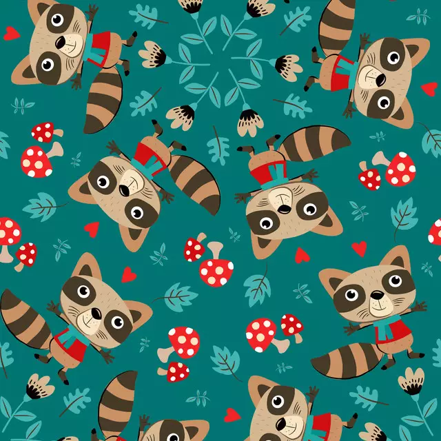 Kissen Kleiner Waschbär - türkisgrün