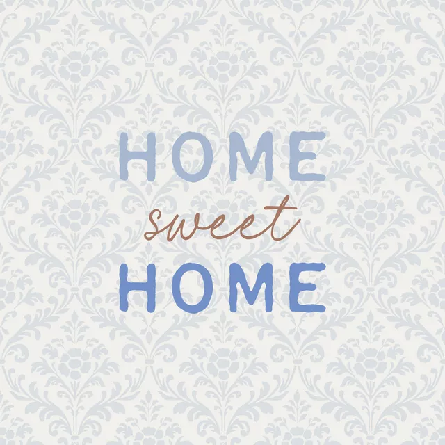 Kissen Home sweet Home Damask blau