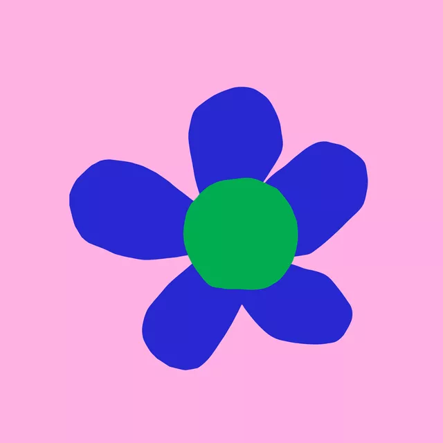 Kissen Happy blue flower pink