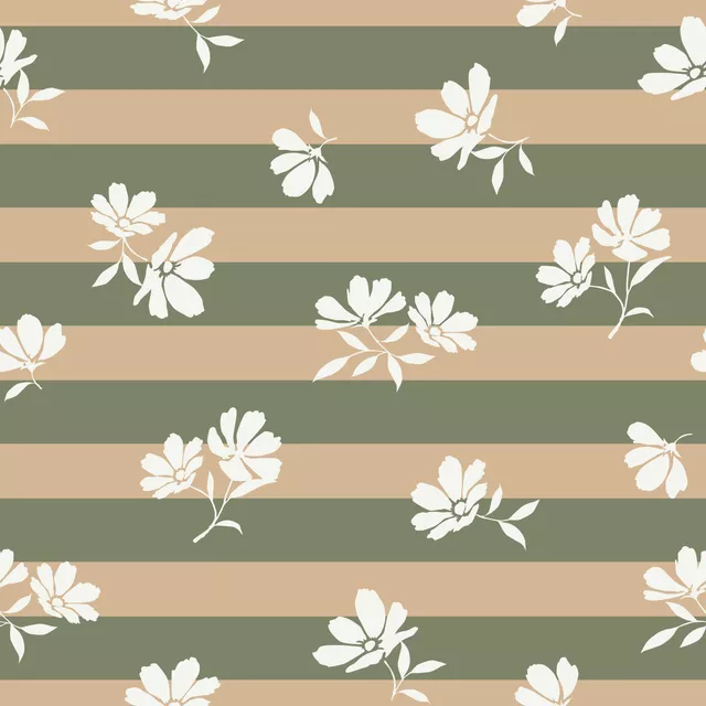 Kissen Blüten gestreift grün braun