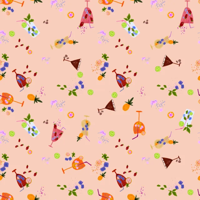 Bodenkissen Cocktails Pattern Apricot