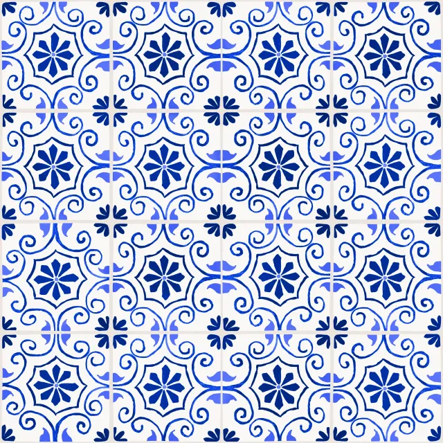 Kissen Azulejo Pattern 2 blau