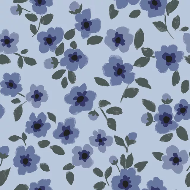 Kissen Blumenmuster blau