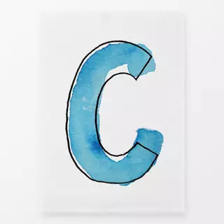 Geschirrtücher C Buchstabe Wasserfarbe türkis