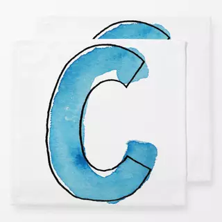 Servietten C Buchstabe Wasserfarbe türkis