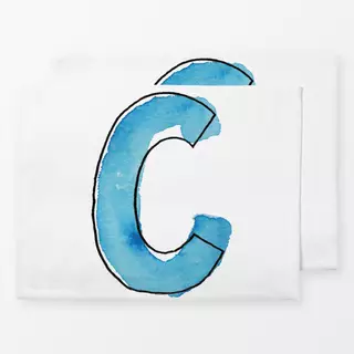 Tischset C Buchstabe Wasserfarbe türkis