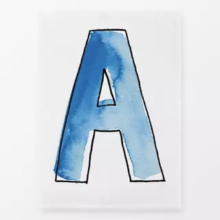 Geschirrtücher A Buchstabe Wasserfarbe blau