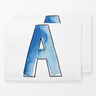 Tischset A Buchstabe Wasserfarbe blau